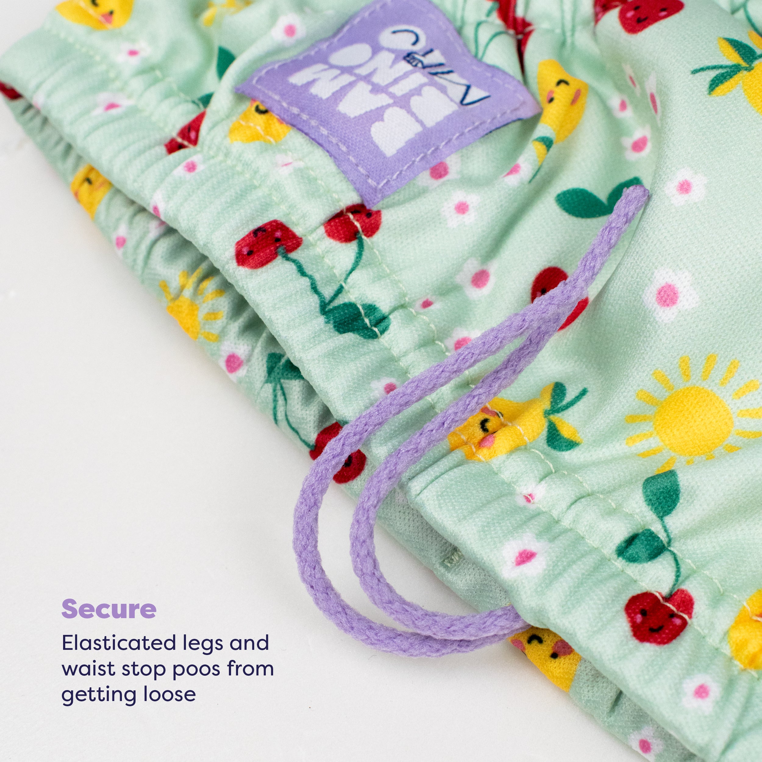 3 Piece Baby Swim Set with Swim Nappy, Swim top and Swim Hat in Juicy Fruit - Image 3