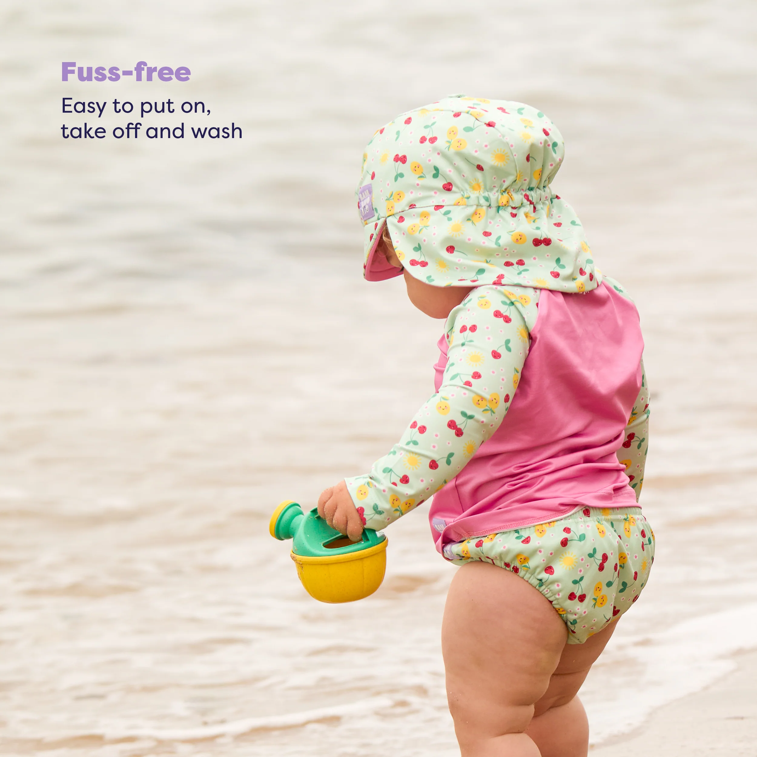 3 Piece Baby Swim Set with Swim Nappy, Swim top and Swim Hat in Juicy Fruit - Image 4