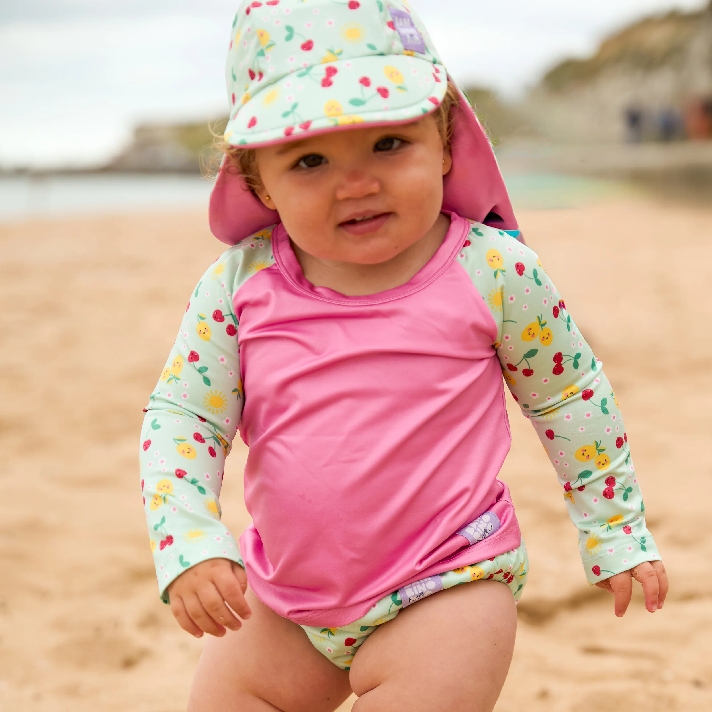 3 Piece Baby Swim Set with Swim Nappy, Swim top and Swim Hat in Juicy Fruit - Image 6