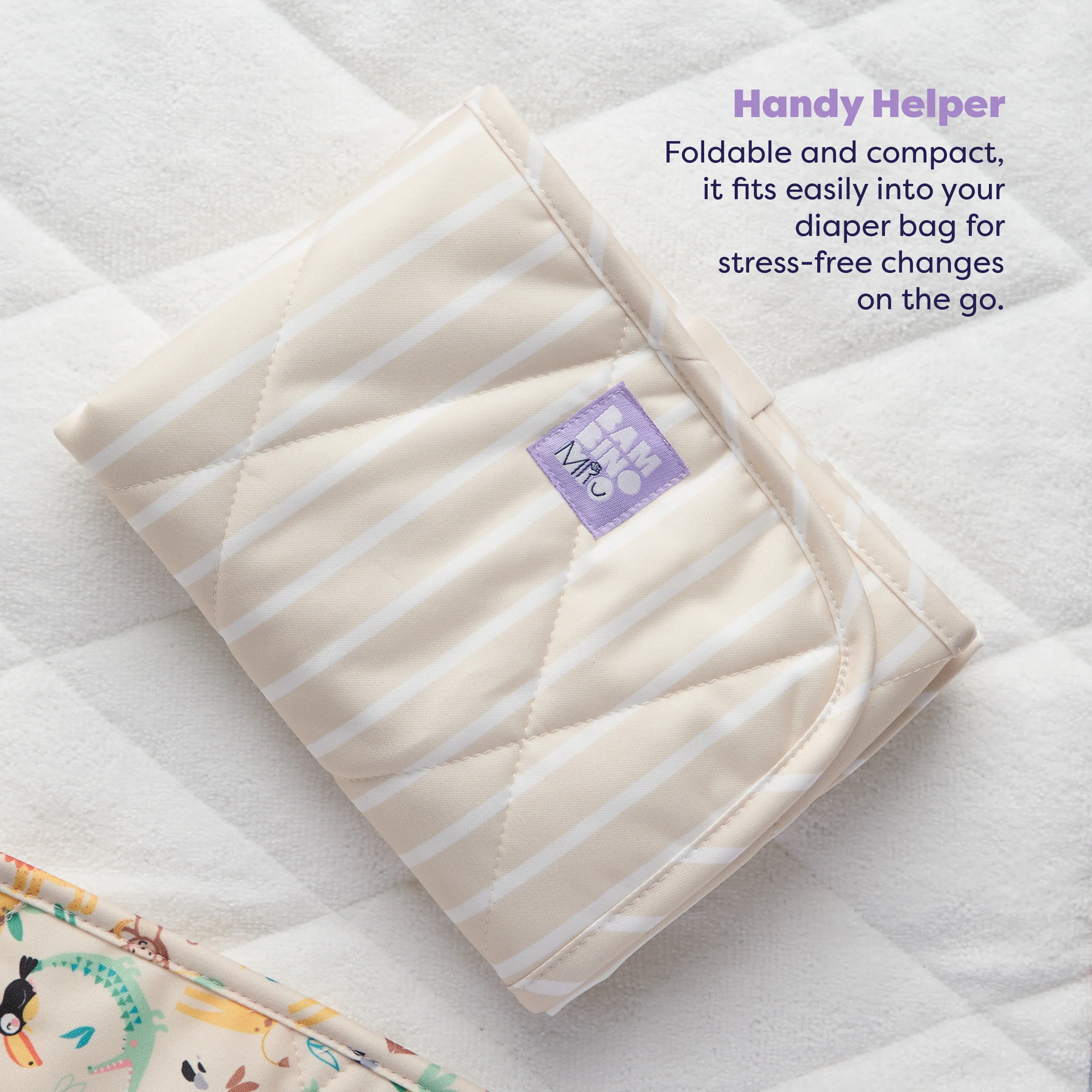 On-The-Move Baby Changing Mat in Neutral Stripe - Image 5