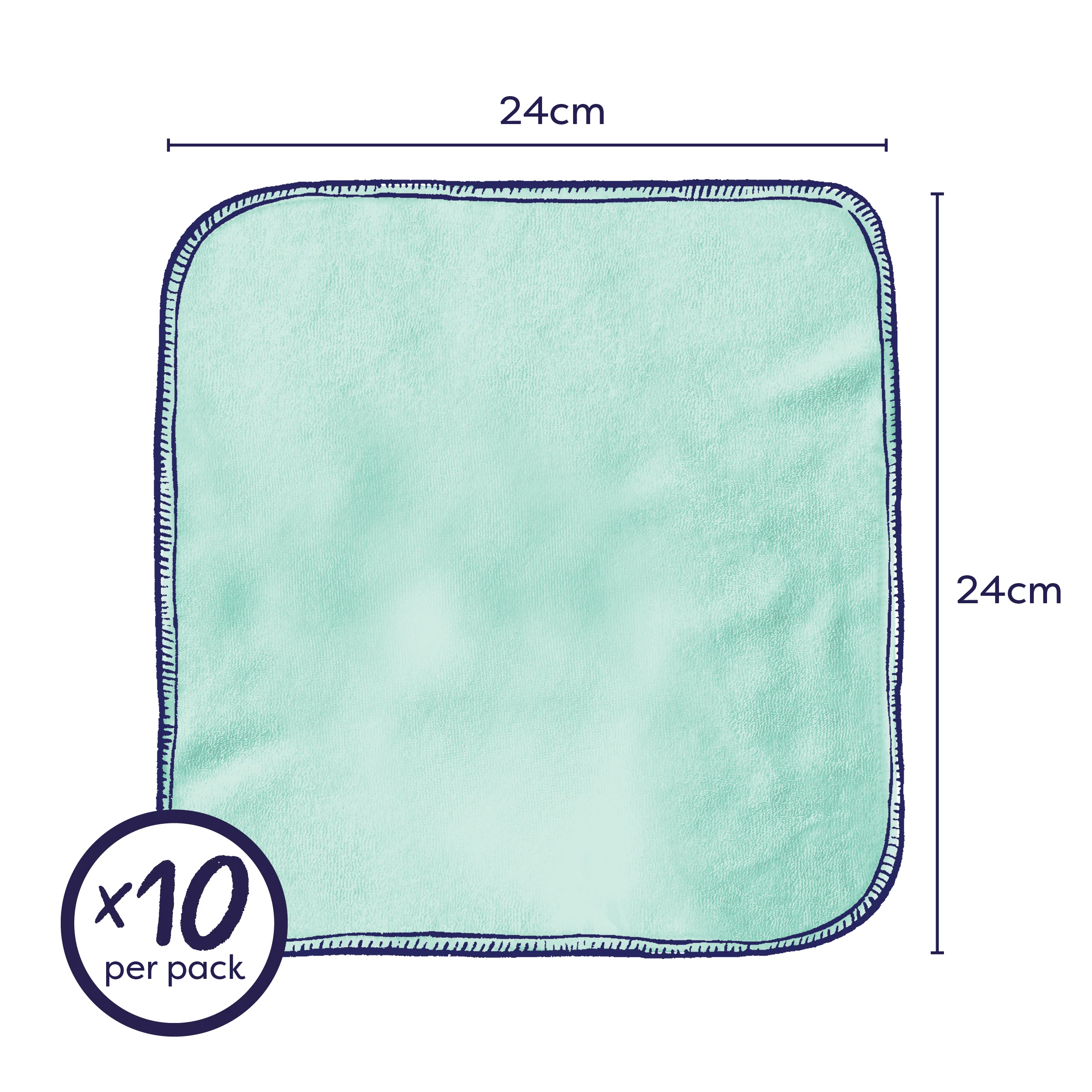 Reusable Baby Wipes for Sensitive Skin 10 Pack in Paintbox Pastels - Image 7