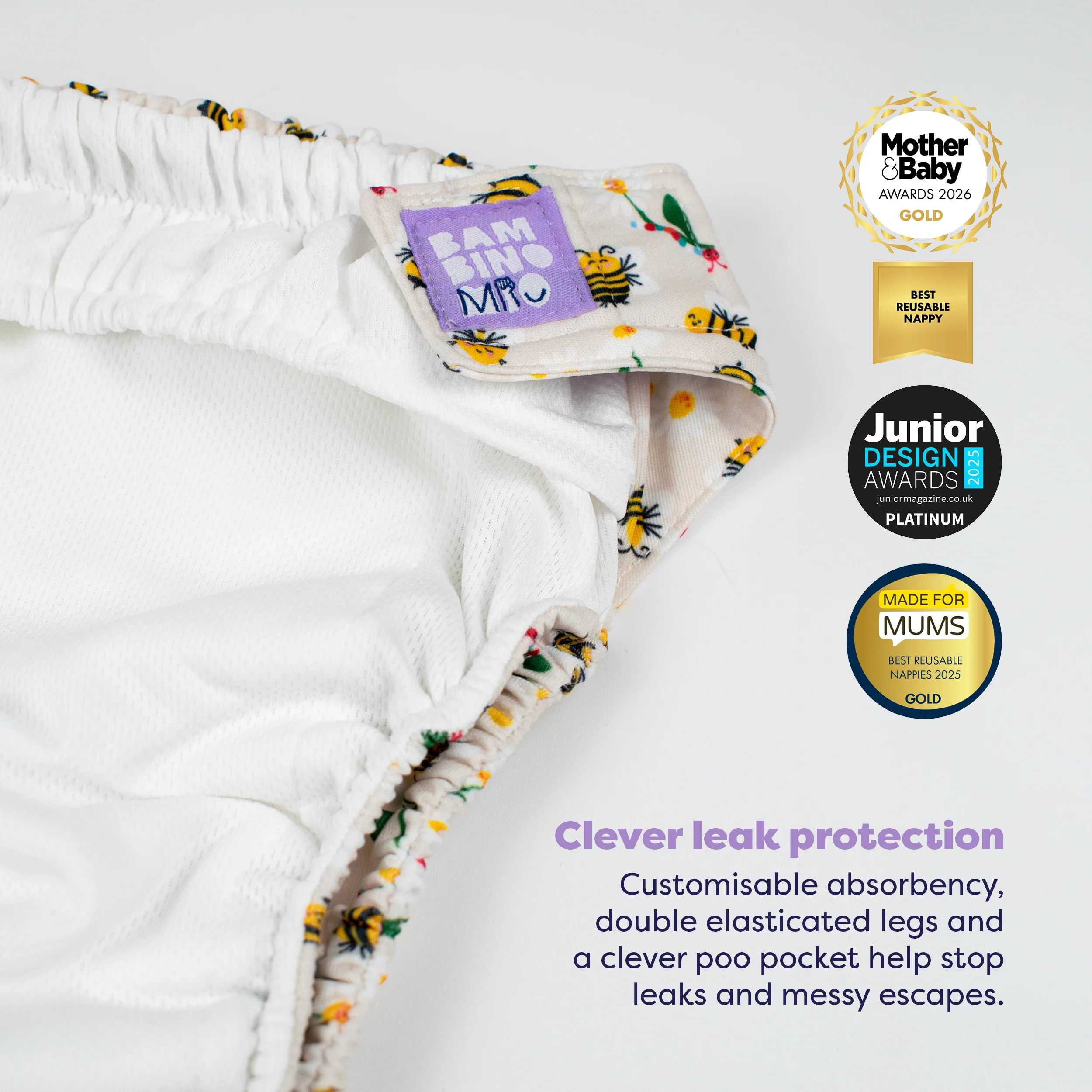 Revolutionary Reusable Diaper in Busy Bees - Image 3