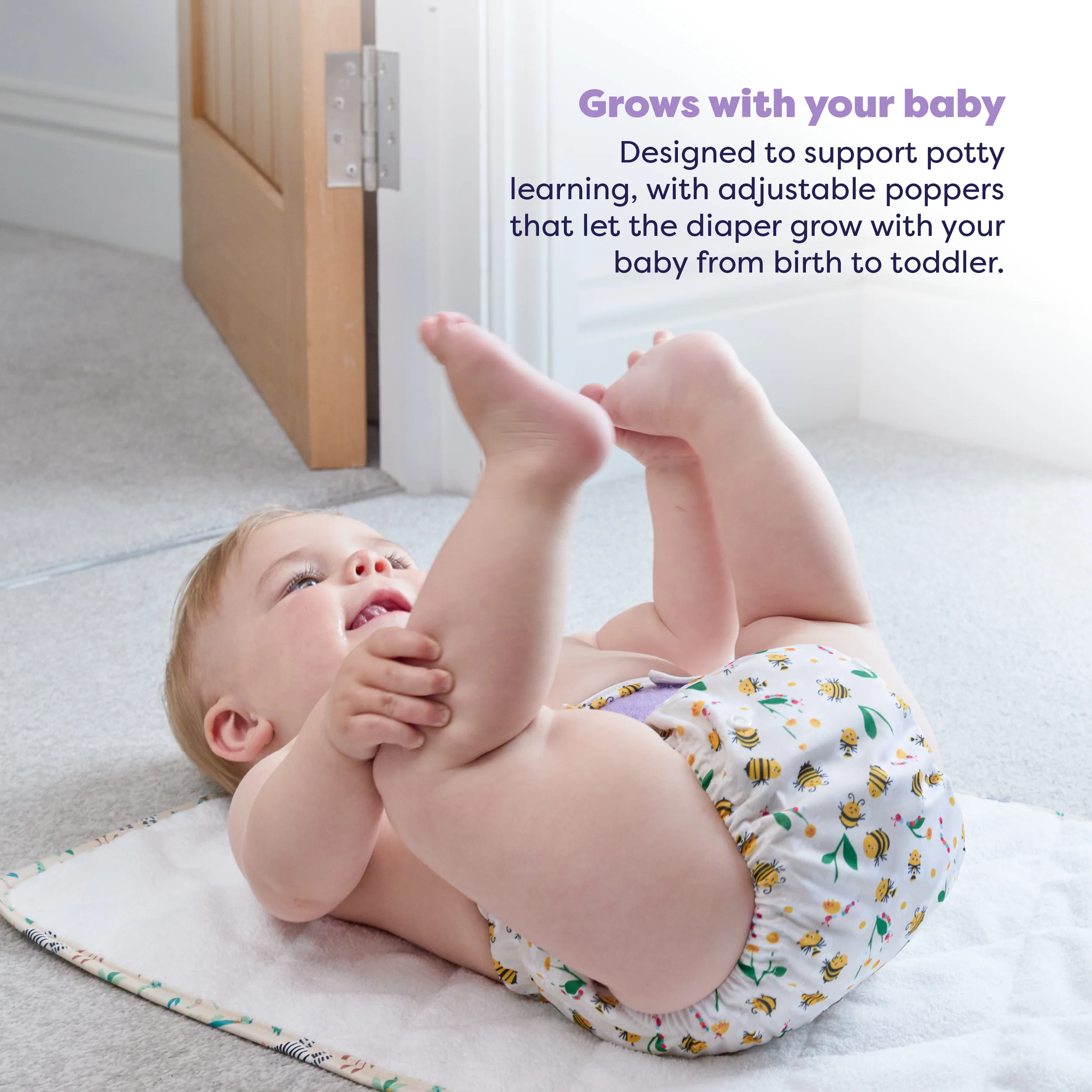 Revolutionary Reusable Diaper in Busy Bees - Image 4