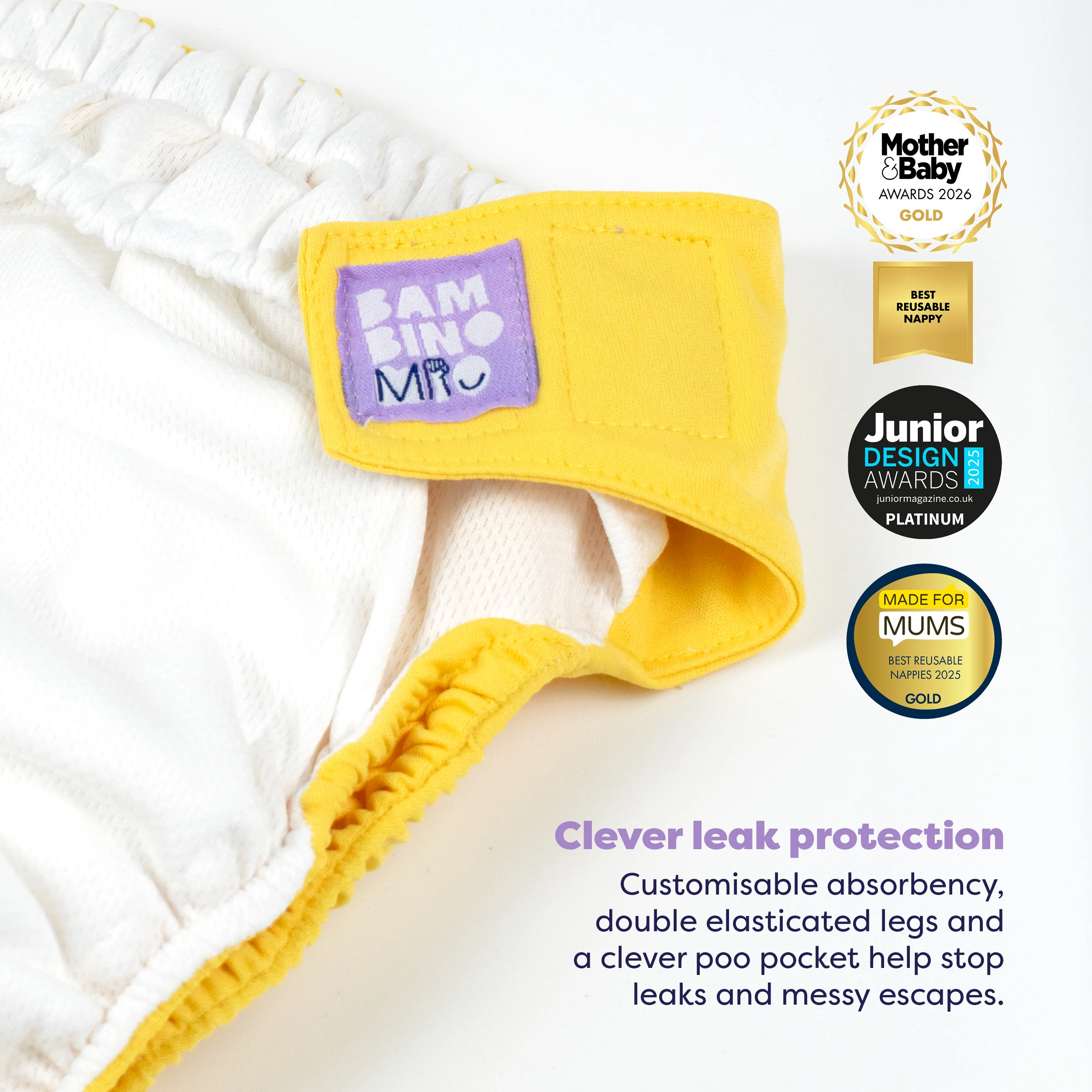 Revolutionary Reusable Diaper in Yellow - Image 3