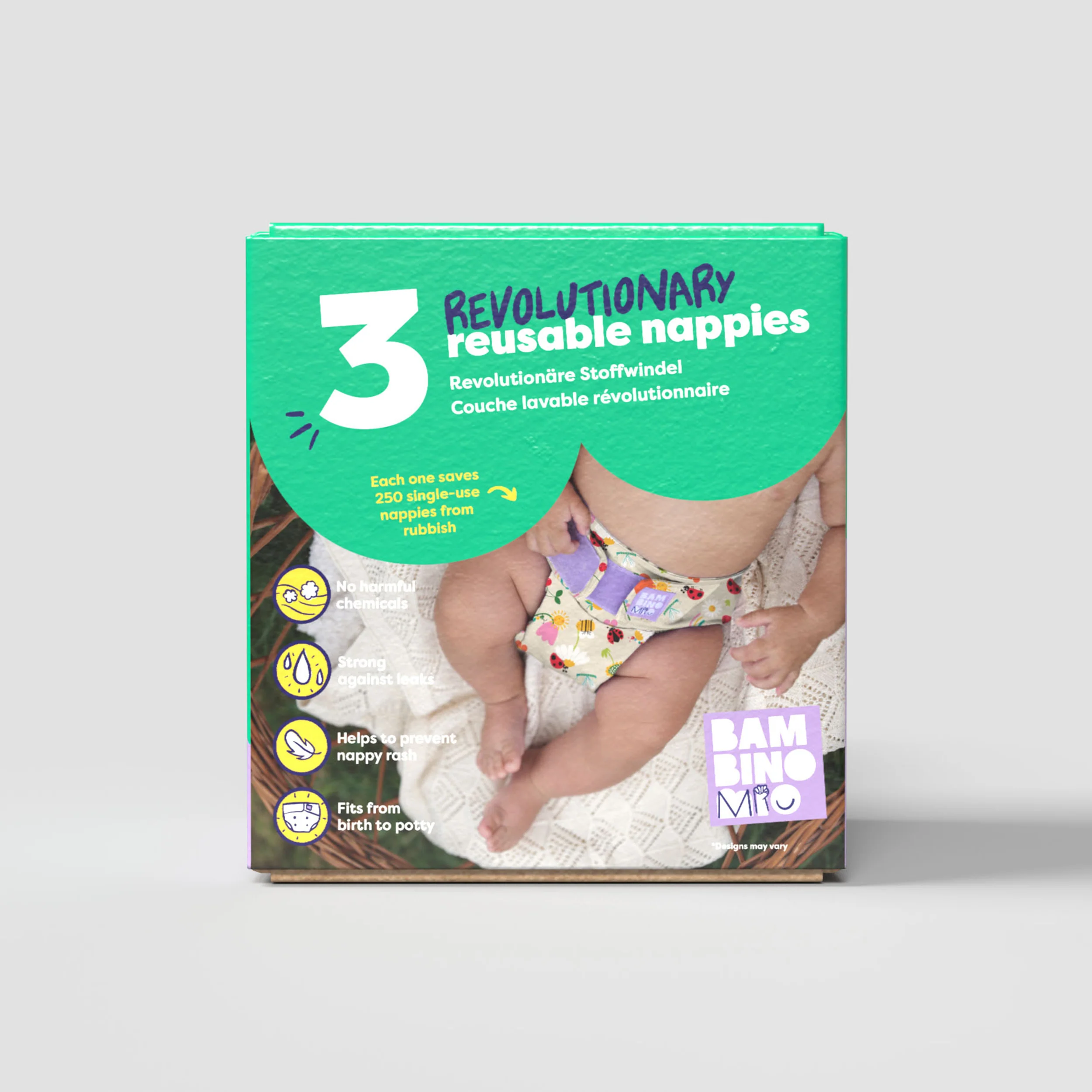 Revolutionary Try-Me-Trio Reusable Diaper Bundle in Garden Party - Image 7