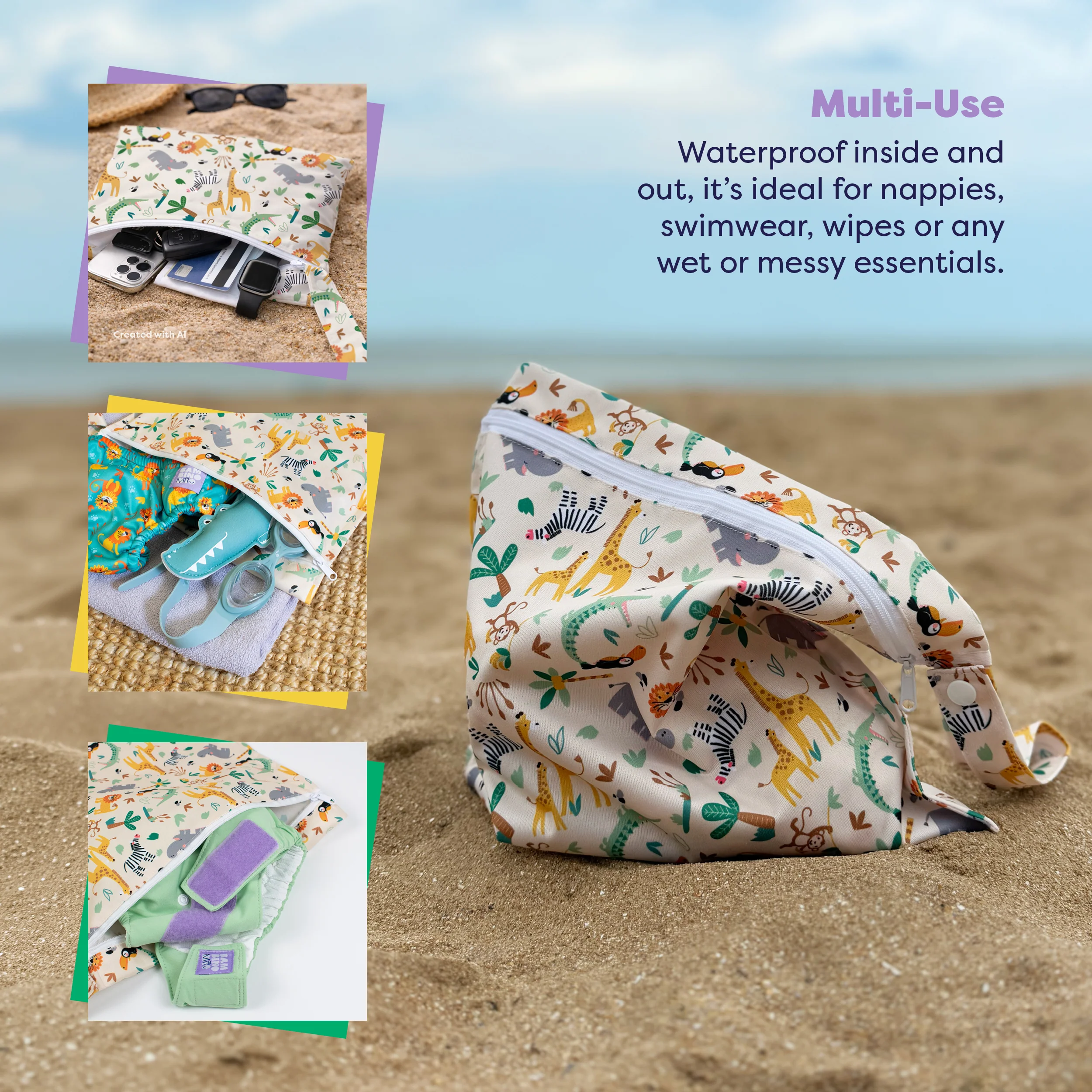 The Essentials Reusable Diaper Bundle in Wildlife + Pastels - Image 8