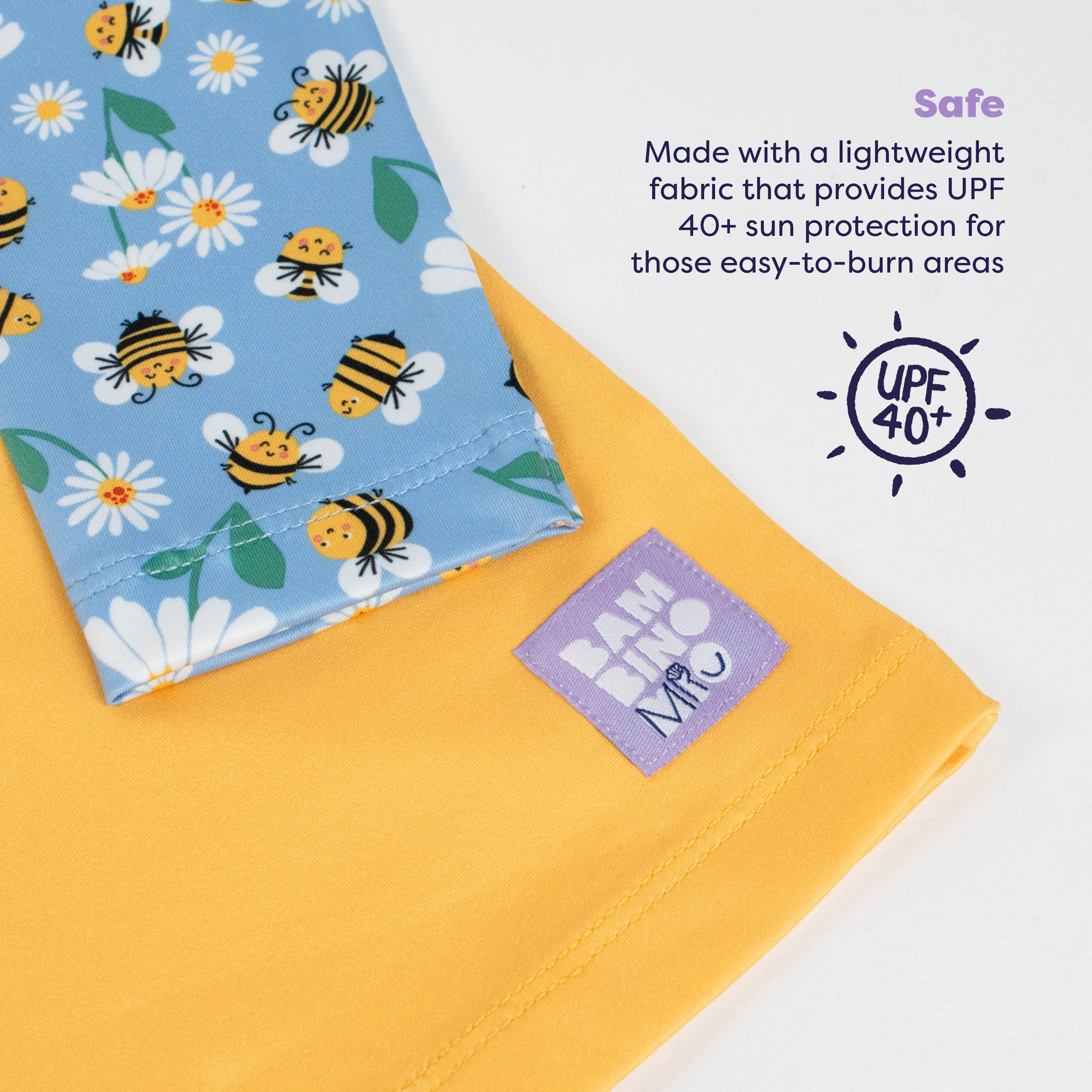 UPF 40+ Soft and Gentle Protective Beach Rash Vest in Busy Bees - Image 3